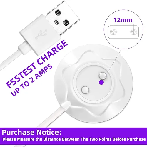 Vista 2 de Cargador vibrador magnético USB DC cable de carga para juguete rosa y juguetes para adultos cargador de repuesto (0.472 in/2.6 pies)