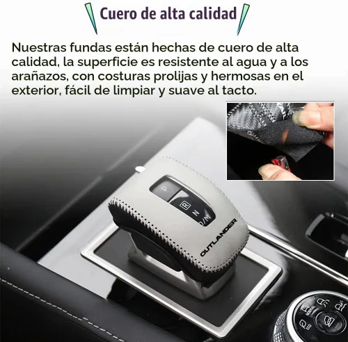 Vista 4 de Accesorios de interior personalizados para Mitsubishi Outlander 2022 2023 2024 Cubierta protectora de palanca de cambios de coche de cuero
