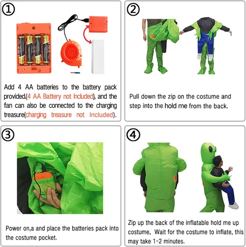 Vista 3 de Disfraz inflable de alienígena para Halloween disfraz de extraterrestre inflable para Halloween Pascua o Navidad