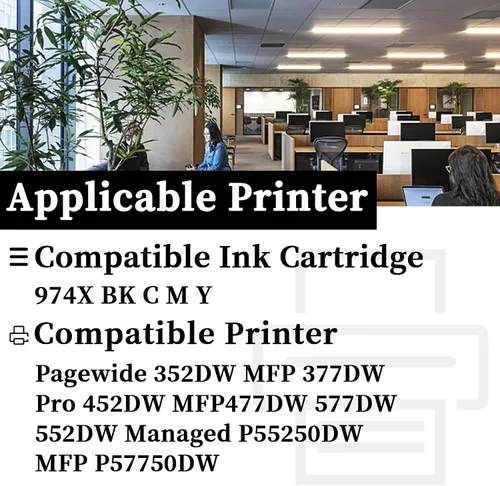 Vista 2 de Cartuchos de tinta 974X 974X 974 remanufacturados de alto rendimiento 974X 974 para cartuchos de tinta 974X para impresora HP Pagewide 352DW MFP