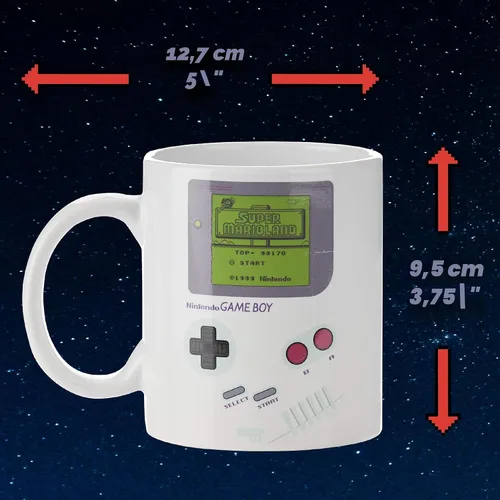 Vista 4 de Paladone Gameboy Taza de Café que Cambia de Color con el Calor - Regalo para Jugadores, Nerds, Fanáticos de Nintendo Mario, Hombres y Entusiastas