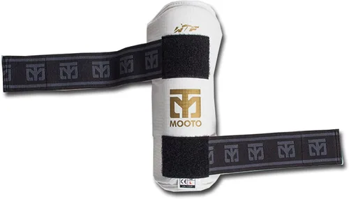 Vista 3 de Mooto - Protector de antebrazo para taekwondo (aprobado por WTF, TKD, talla XS a XL), color blanco y negro