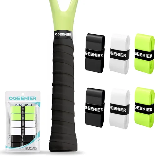 Vista 34 de OGEENIER Cinta de agarre para raqueta de tenis, paquete de 3, 6, 12 cintas de agarre de tenis, absorbente y antideslizante, cinta de agarre suave