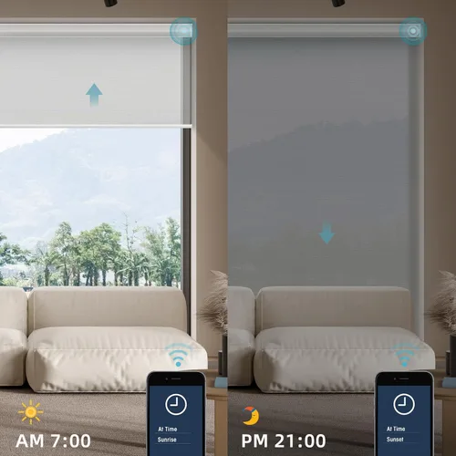 Vista 7 de SmartWings Persianas inteligentes motorizadas para ventanas con filtro de luz, persianas enrollables eléctricas a distancia compatibles