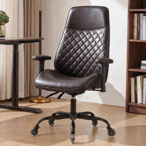 Vista 10 de NEO CHAIR Silla de oficina de cuero PU marrón con diseño ergonómico
