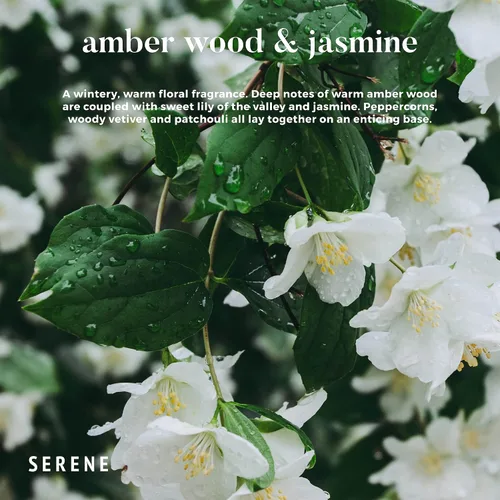 Vista 2 de Hidden Label Serene Collection - Vela perfumada grande, madera ámbar y jazmín, vela enorme de 30 onzas con 3 mechas, velas de soja natural
