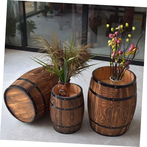 Vista 7 de MERRYHAPY Barril de cerveza rústico Barril de vino Pub Bar Ornamento decorativo de madera
