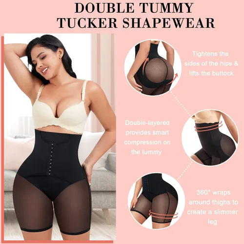 Vista 4 de REYEOGO Pantalones moldeadores para mujer, cintura alta, control de abdomen, moldeador de cuerpo, faja moldeadora de cintura, pantalones cortos más