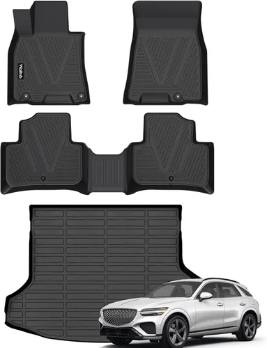 Vista 88 de Tapetes de piso para todo clima y forro de carga con respaldo para Chevrolet Suburban de 7 asientos 2021-2025 / GMC Yukon XL de 7 asientos