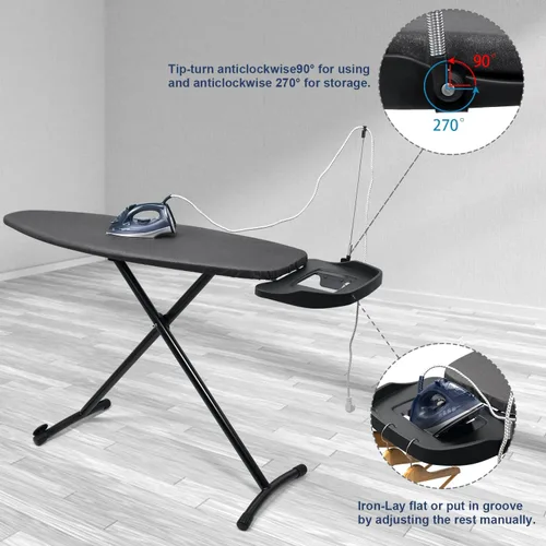 Vista 3 de Duwee Tabla de planchar de 18 x 48 pulgadas con soporte de hierro retráctil, tabla de planchar extra ancha tamaño matrimonial, cubierta resistente