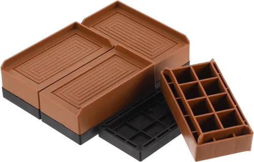 Vista 8 de uxcell Paquete de 4 elevadores rectangulares para cama, 1.6 pulgadas, borde en L, resistentes, ajustables, para cama, sofá, mesa y elevador de sofá