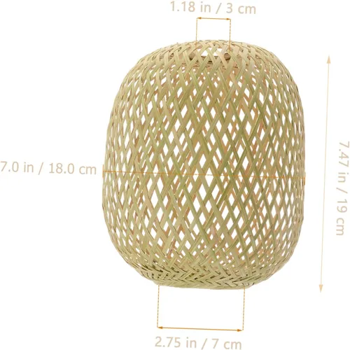 Vista 7 de Pantalla tejida de bambú para interiores, accesorio de cubierta de luz colgante para dormitorio, pantalla de lámpara de estilo simple