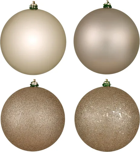 Vista 19 de Vickerman Adorno de bola de oro antiguo de 6 pulgadas con 4 acabados, 4 por caja