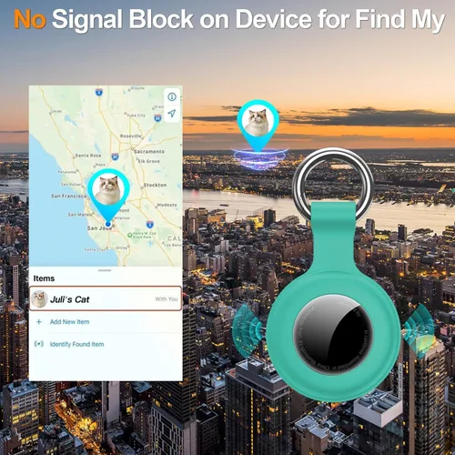 Vista 7 de Paquete de 4 fundas impermeables AirTag con llavero, protector de silicona a prueba de golpes para Apple AirTag de 2ª generación (2026) y 1ª 2 Azul