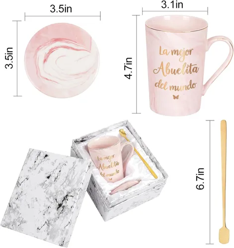 Vista 6 de Cabtnca Taza La Mejor Abuelita Del Mundo, regalos de Navidad para el Día de la Madre para la abuela, regalos de abbuela en español, regalos