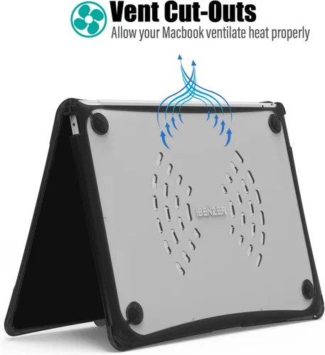Vista 8 de IBENZER Hexpact AT13-BK - Funda compatible con MacBook Air de 13 pulgadas 2022 2021 2020 M1 A2337 A2179 A1932, funda protectora resistente