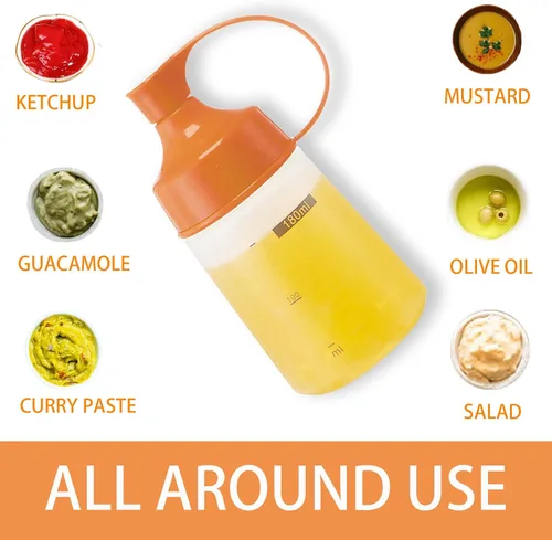 Vista 4 de Botellas de chorro para condimentos para salsas de plástico – (2 piezas, 6 onzas) botellas de ketchup con parte superior para pintar líquidos