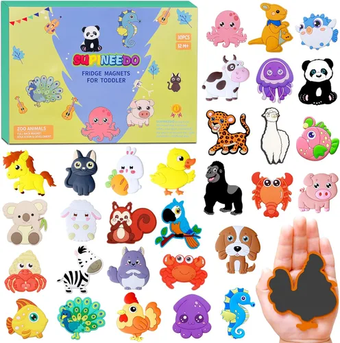Vista 13 de SUPINEEDO Imanes para Refrigerador para Niños de 1 a 3 años, Imanes de Animales para Niños, Regalo Educativo y Ocupacional para Bebés, Imanes