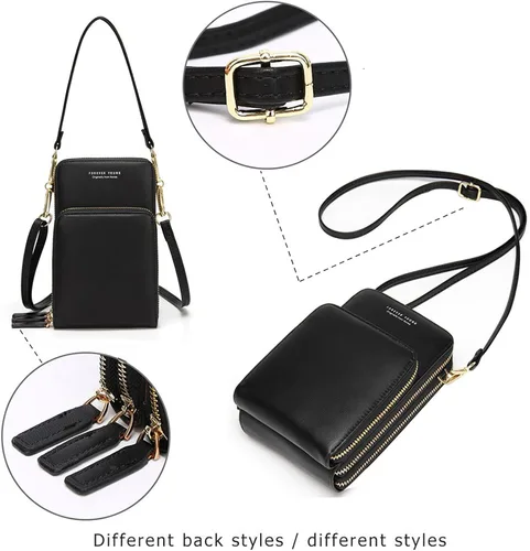 Vista 5 de Bolso chico en bandolera de mujer para celular, minicartera tarjetera monedero de manohombro