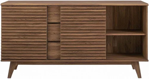 Vista 7 de Modway Render - Mueble moderno de mediados de siglo para mesa de bufé o TV de 160 cm, color nogal