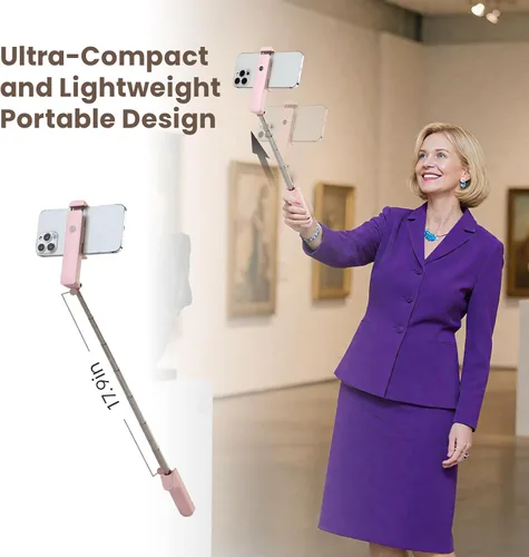 Vista 6 de MQOUNY Trípode para teléfono, palillo portátil para selfie con control remoto, tamaño de bolsillo para iPhone, mini teléfonos compactos de viaje