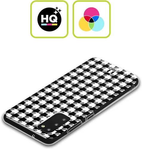 Vista 2 de Head Case Designs Black Houndstooth-Patterns Gel Case [Military Grade Protection] Compatible with Samsung Galaxy S23+ 5G and Compatible with MagSafe