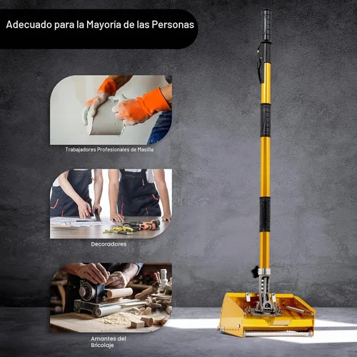 Vista 5 de Caja de acabado plano profesional para paneles de yeso, herramienta de cinta compuesta de barro de 9.8 pulgadas con mango ajustable de 40 a 64