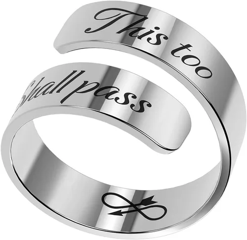 Vista 16 de HOFOYA Anillos inspiradores ajustables de acero inoxidable, anillos de grabado, joyería motivacional, graduación, San Valentín, regalos