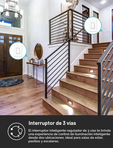 Vista 3 de Kasa Smart Kit de interruptor regulador de 3 vías, interruptor de luz regulable compatible con Alexa, Google Assistant y SmartThings, requiere cable