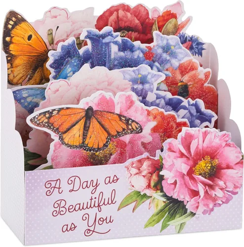 Vista 2 de Hallmark Paper Wonder - Tarjeta de cumpleaños desplegable (mariposa y flores)