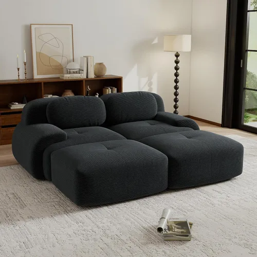 Vista 44 de Sofás seccional modular de 80" sin huesos modernos para sala de estar, juego de sofás comprimidos de 2 plazas con asiento profundo, sin necesidad