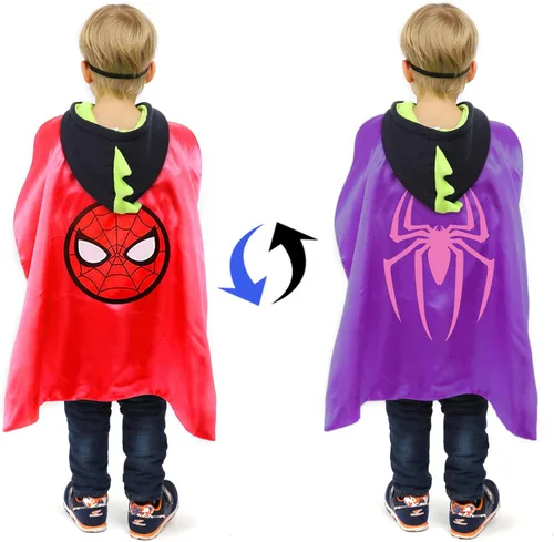 Vista 4 de EARLOW Superhero Capes and Masks Double Side Capes Superhero Dress up Costumes Halloween Kids Best Gifts