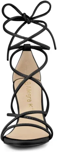Vista 3 de Allegra K - Sandalias de tacón grueso con tiras delgadas para mujer