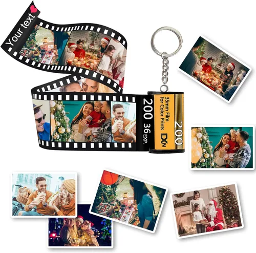 Vista 4 de Llavero personalizado del rollo de la película de la cámara, llavero del rollo de la foto de la cámara con el álbum del carrete