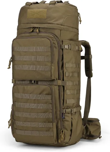Vista 11 de Mardingtop - Mochila de 75L Molle para senderismo con estructura interna, con cubierta para la lluvia, para campamentos, viajes de mochilero, viajes