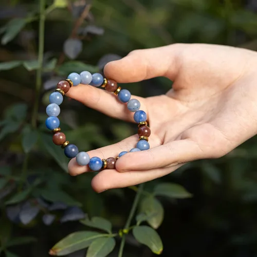 Vista 2 de Pulseras de cristal con cuentas de Charka para mujer, hechas a mano con aventurina verde de 0.315 pulgadas (0.315 in), pulseras de piedra de cristal