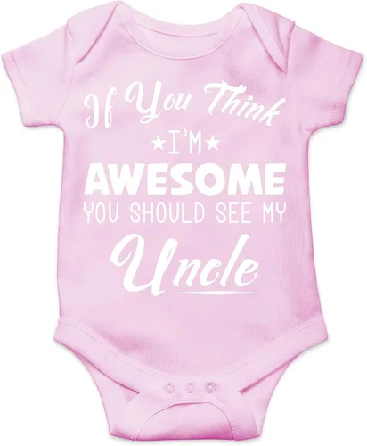 Vista 9 de AW Fashions If You Think, I'm Awesome You Should See My Uncle - Body para bebé recién nacido