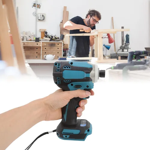 Vista 7 de Destornillador de impacto sin escobillas de iones de litio con luces LED para construcción de carpintería y proyectos de bricolaje