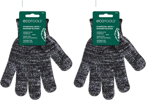 Vista 10 de EcoTools Guantes de baño y ducha de carbón, guantes exfoliantes que eliminan la piel muerta y limpian todo el cuerpo, guantes de baño con carbón