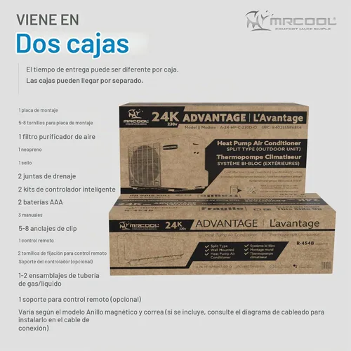 Vista 7 de Mrcool 24000 BTU 230V Mini aire acondicionado sin conductos con bomba de calor y minisplit inversor, Serie Advantage - Unidad de AC montada en pared