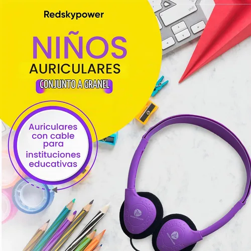 Vista 2 de Paquete de 10 auriculares con cable a granel, sobre la oreja con conector de 3.5mm, cable libre de enredos de 4 pies, ajuste cómodo, asequible