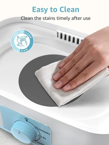 Vista 7 de Grownsy Esterilizador y secador de biberones ajustable 4 en 1 de gran capacidad, capacidad para 8 biberones, esterilizador eléctrico de vapor