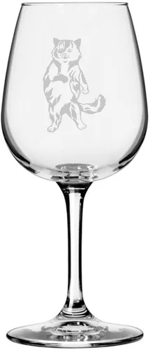 Vista 145 de Copa de vino de 12.75 onzas con temática de gato abisinio grabada para todo uso