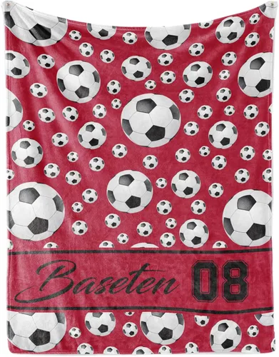 Vista 12 de Manta de fútbol personalizada con nombre, mantas personalizadas suaves para deportes de fútbol, mantas de cama verde, regalo personalizado