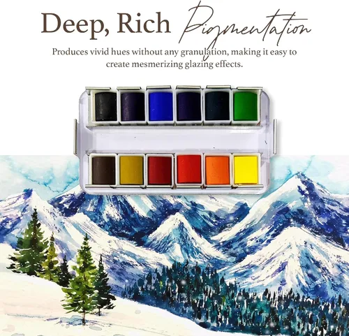 Vista 3 de SCHPIRERR FARBEN – Juego de pinturas de acuarela con pigmento rico, juego de acuarela para adultos y niños, paleta de pintor portátil en una caja