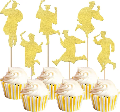 Vista 31 de Rsstarxi Paquete de 40 decoraciones para cupcakes Class of 2025 Congrats Grad 2025 Grad Cap Diploma Cupcake Picks Decoraciones para So Proud of You