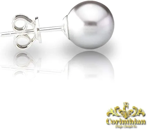 Vista 7 de Aretes de plata de ley S925 con perlas de imitación de cristal europeo genuino fino de 0.31 pulgadas para mujeres, esposa, hija, aniversario