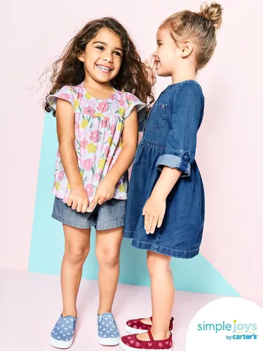 Vista 2 de Simple Joys by Carter's Conjunto de ropa de juego de 3 piezas para niñas pequeñas y bebés