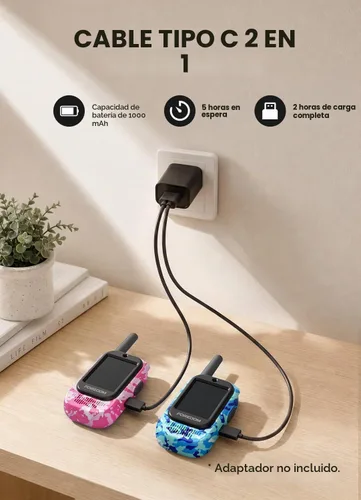 Vista 5 de FOREDOM Walkie Talkies recargables para niños Walkie Talkies de largo alcance para niños y niñas de 3 a 12 años de edad, juguetes de cumpleaños