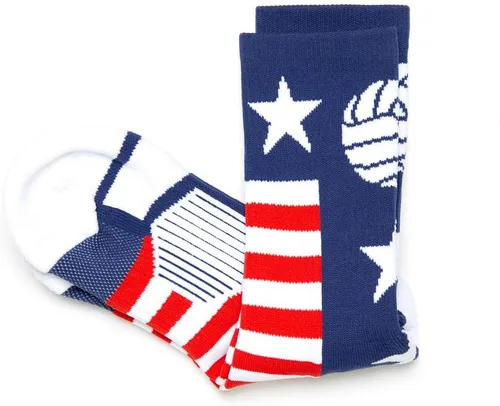 Vista 4 de Crew Woven Mid-Calf Volleyball Socks USA Red & White Blue